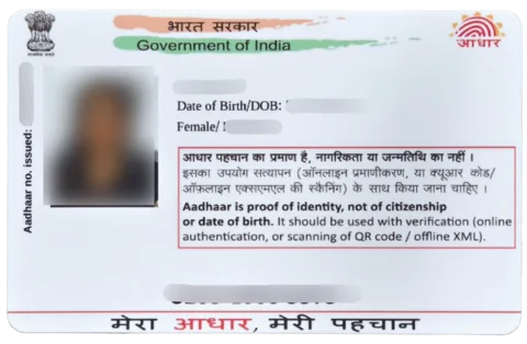Aadhaar Card Print PVC Plastic Card